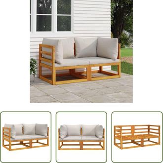 vidaXL Divano da giardino - Divani Angolo Modulari 2pz Cuscini Grigio Chiaro Legno Acacia