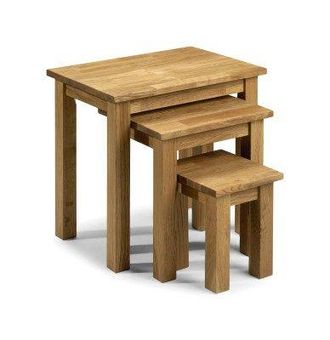 Netfurniture Cox Solid Oak Nest Of 3 Tables in Brown