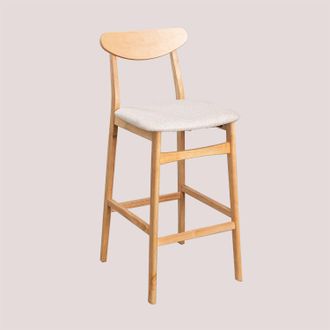 Sklum Pack De 4 Taburetes Altos En Tela Y Madera Cloda Sklum