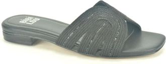 Bibi Lou Zwart Raffia Platte Muil - Dames - Sandalen - Zwart - 37 EU - Schoenen