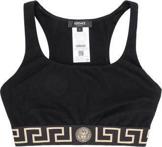 Versace Mouwloze Topwear met La Greca-motief - Dames - Sportshirts - Zwart - XS - Fitness