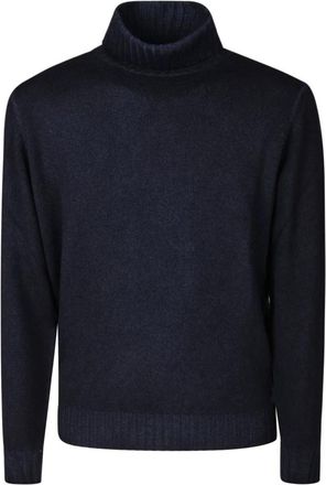 FILIPPO DE LAURENTIIS Kasjmier Coltrui Trui met Geribbelde Randen - Heren - Coltruien - Blauw - 3XL - Kasjmier - Truien & Vesten