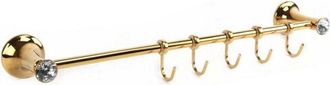Trade Shop Trade Shop - Porta Asciugamani 5 Ganci Supporto Arredo Bagno Casa Cucina Dorato Oro Dgo-099