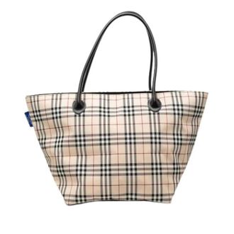 Burberry Pre-owned Canvas Tote Bag - Dames - Vintage Shopper - Beige - ONE Size - Leer - Vintage