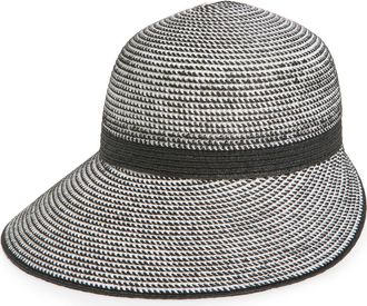 Calvin Klein Tri-Color Texture Raffia Straw Reader Hat in Black at Nordstrom Rack