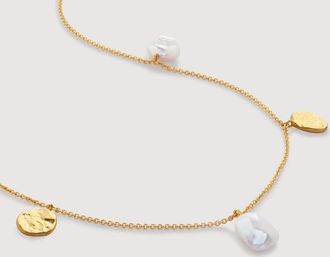 Monica Vinader Gold Capri Keshi Pearl Station Chain Necklace Pearl