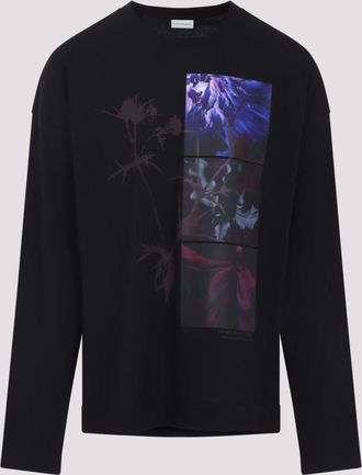 Dries Van Noten Black Long Sleeves Printed T-Shirt