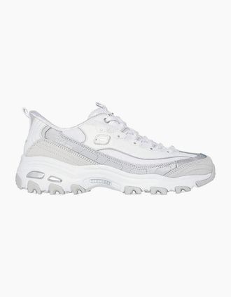 Skechers Womens Skechers Slip-Ins DLites Smooth Womens Silver/White Trainers - Size: 8