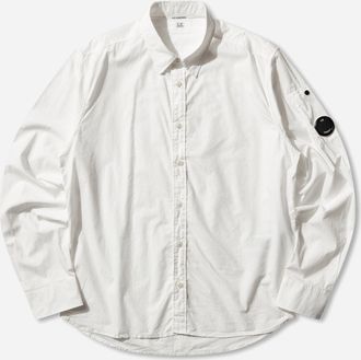 C.P. Company Men s Popeline Longsleeve Lens Button Shirt White