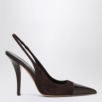 PARIS TEXAS Brown suede and leather slingback
