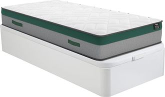 VENTE-UNIQUE.COM Colch&oacute;n con somier canap&eacute; melamina blanco 90 x 190 cm