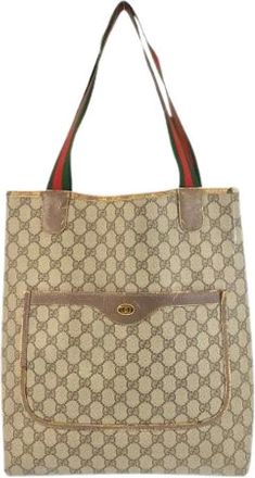 Gucci Pre-owned Tote Bags, female, Beige, Size: ONE SIZE Pre-owned Canvas Tote Bag