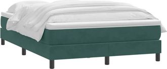 vidaXL Cama Box Spring Con Colch&oacute;n Terciopelo Verde Oscuro 160x220 Cm Vidaxl
