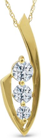 Pompeii3 1/2ct Three Stone Diamond Yellow Gold Pendant Necklace