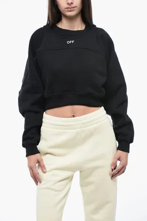 Off-white Felpa Crop a Doppio Strato con Fit Oversize Off-White
