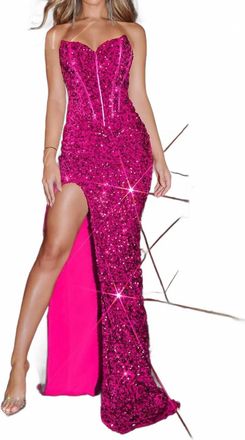 Portia & Scarlett Strapless Embellished Prom Maxi Dress In Pink