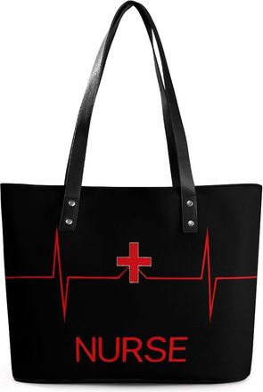 Generic Nurse Heartbeat Redcrosss Tote Bags for Women Cute Shoulder Purses Handbags