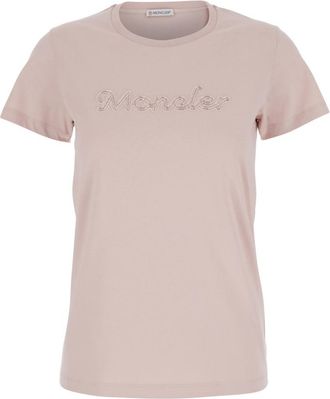 Moncler Pink Logo Crew Neck T-Shirt