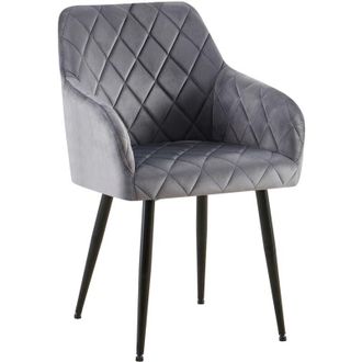 Clp Clp - Silla De Comedor Monett De Terciopelo Gris Oscuro Metal Negro Mate