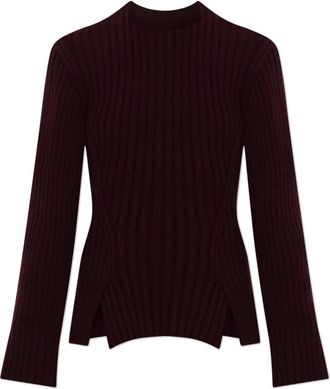 Victoria Beckham Wol trui met dubbele split - Dames - Ronde hals truien - Rood - M - Wol - Truien & Vesten