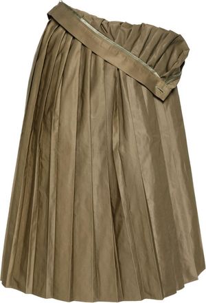 Maison Margiela pleated midi skirt - women - Polyester/Cotton - 40 - Green