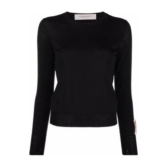Golden Goose Truien & Vesten, Dames, Zwart, S, Wol, Regular Knit Crew Neck Light Wool Merino