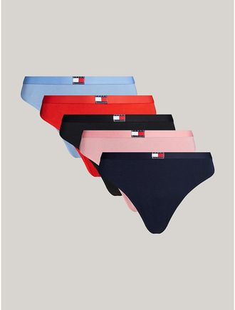 Tommy Hilfiger Womens Flag Logo Thong 5-Pack - Multi - XL