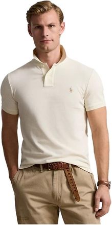 Polo Ralph Lauren Tops, Heren, Beige, M, Katoen, Elegante poloshirt met korte mouwen cr&egrave;me