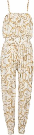 Balmain Flowing jumpsuit met Chains-print - Dames - Jumpsuits - Geel - XS - Leer - Jumpsuits & Playsuits
