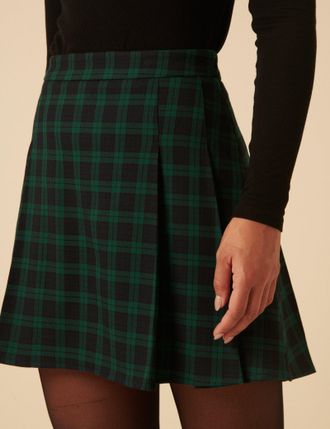 Nobody's Child Green Check Jessie Pleated Mini Skirt