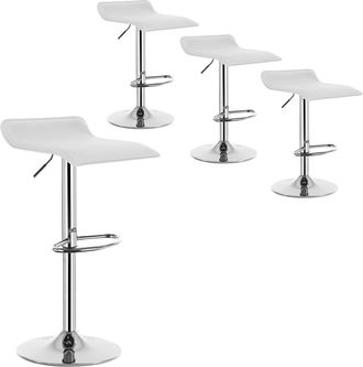 Woltu Woltu - Juego De 4 Taburetes De Bar De Piel Sint&eacute;tica, Taburete De Bar Giratorio, Altura Ajustable, Color Blanco