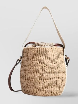 Chlo&eacute; compact round woven bucket bag