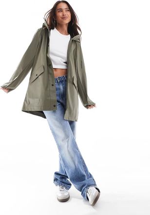 Only Only hooded rain coat in khaki-Green