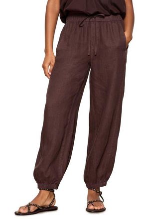 Sanctuary Melody Drawstring Linen Balloon Pants in Rich Soil Brown at Nordstrom, Size X-Large