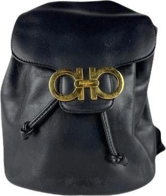 Ferragamo Pre-owned Leren Rugzak - Dames - Vintage Rugzakken - Zwart - ONE Size - Leer - Vintage