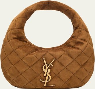Saint Laurent Icarino YSL Quilted Suede Top-Handle Bag