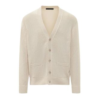 HUGO BOSS Cardigans, male, Beige, Size: M V-neck Cardigan