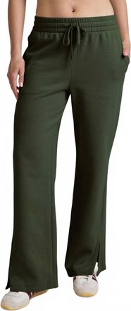 Beyond Yoga Luxefleece Side Slit Wide Leg Pant In Dark Olive