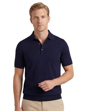 Tommy Hilfiger polo navy gebreid katoen en lyocell