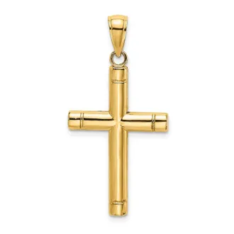 Diamond2Deal 14k Yellow Gold Tubular Cross Charm Pendant