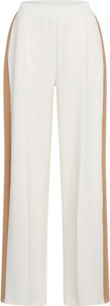 Marc Aurel Cr&egrave;mekleurige sportieve broek met streepaccent - Dames - Sweatpants - Wit - L - Broeken