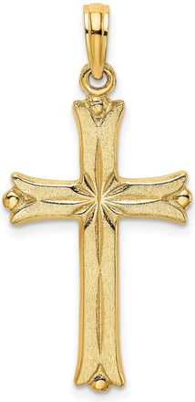 Diamond2Deal 14k Gold Cross with Starburst Center Charm Pendant