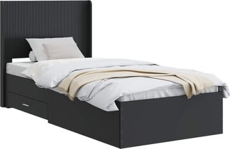 vidaXL Estructura De Cama Con Almacenamiento Y Cabecero Negro Vidaxl