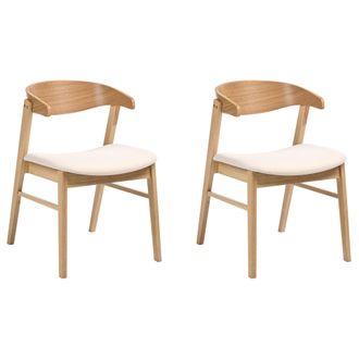 Beliani Conjunto De 2 Sillas De Comedor Estilo Tradicional Asiento Tapizado Marr&oacute;n Claro Y Blanco Crema Lilly