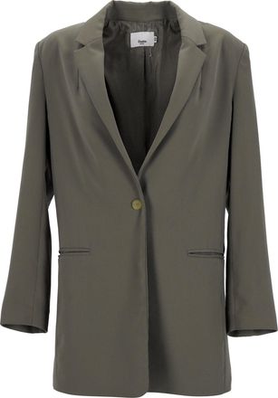 Frankie Shop Single-Breasted Blazer in Olive Green Polyester