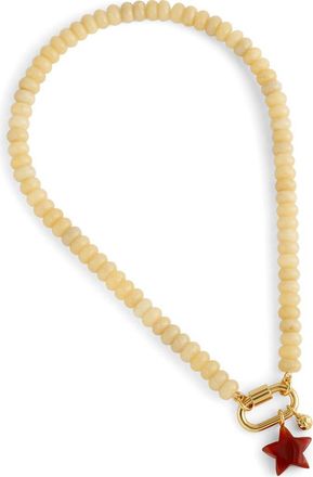 Madewell Beaded Star Carabiner Necklace in Pale Marzipan at Nordstrom