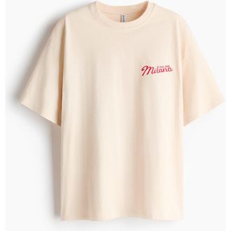 H&M Oversized Print-motif T-shirt in Cream/taormina Sicily at Nordstrom, Size Xx-Large
