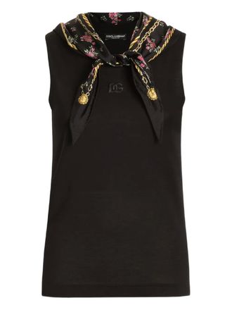 Dolce & Gabbana logo-embroidered tank top - Black