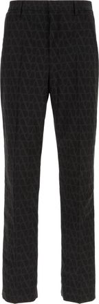 Valentino Garavani Mens Monogram Print Straight Leg Trousers - Dark Grey - Size EU 44 (Mens)