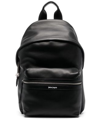 Palm Angels logo-print leather backpack - men - Calf Leather - OS - Black